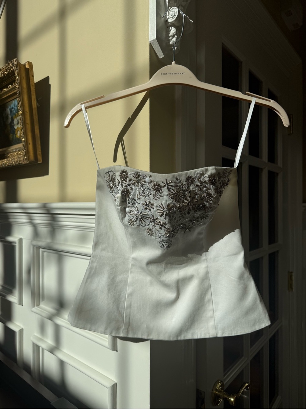 White House Black Market White Embroidered Bustier Camisole Top